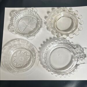 Clear Glass Pressed Glass ashtray trinket dish  Set - 4 Pieces